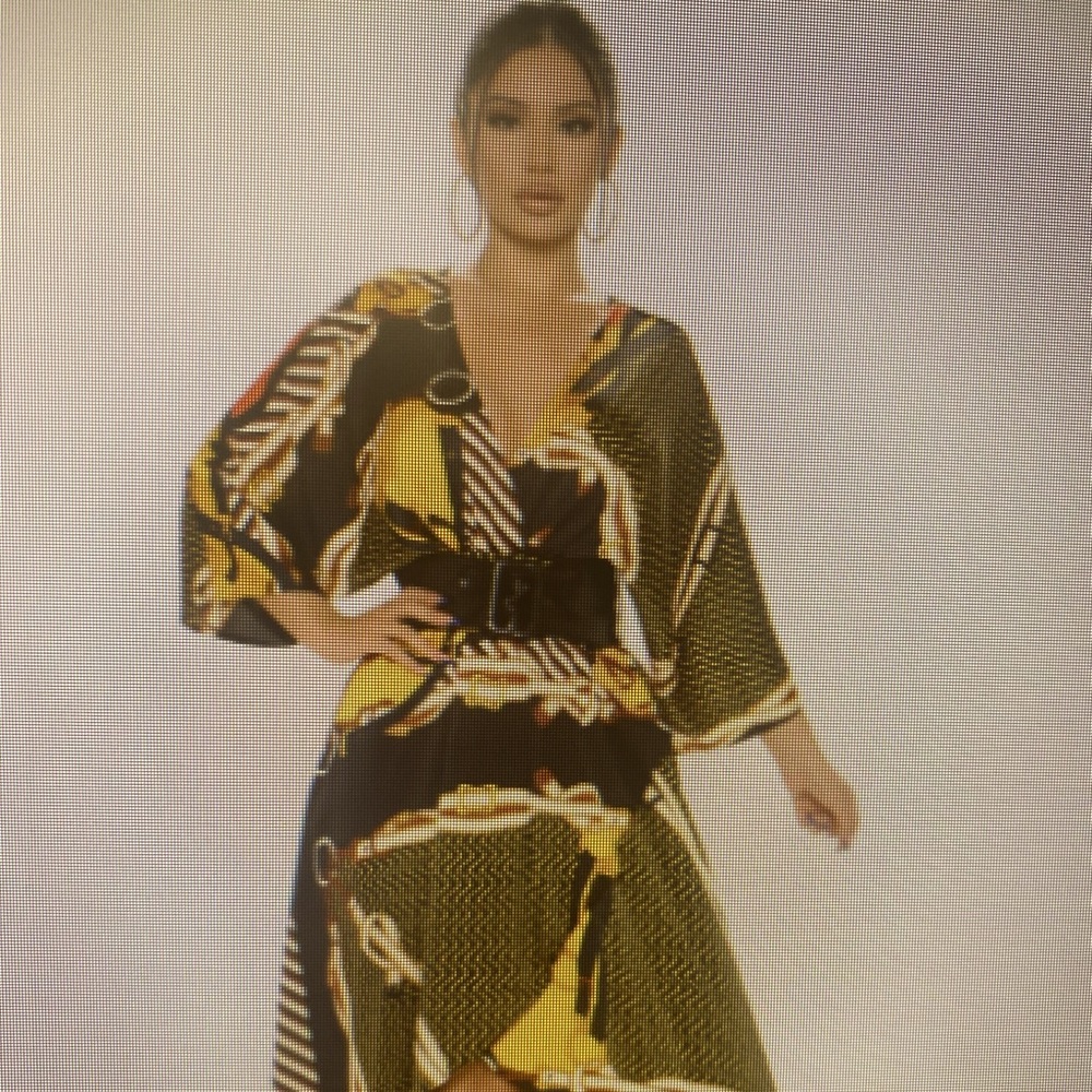 Brown/ Black Satin Belted Maxi Dress
